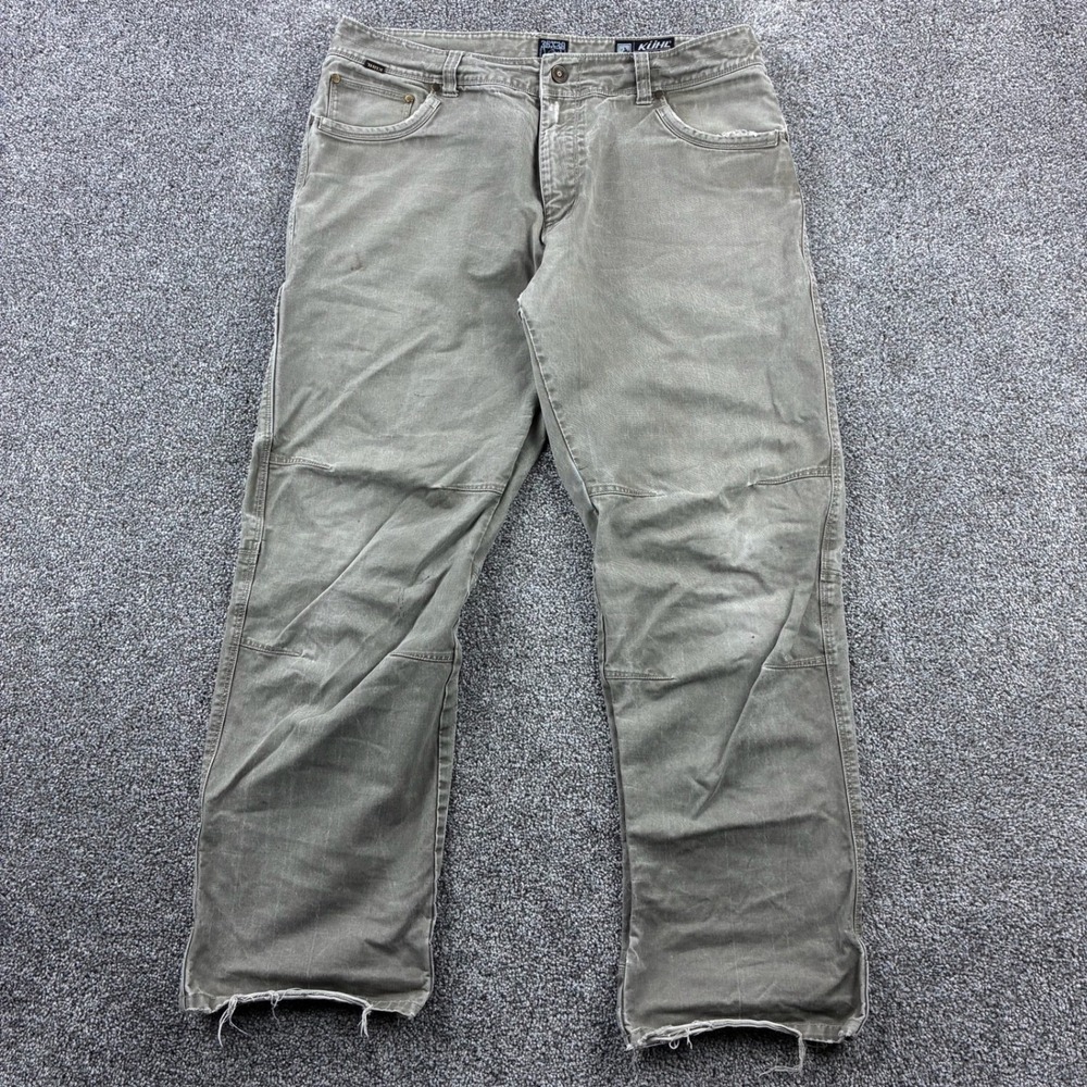 Kuhl Rydr Pants Mens 36x30 Dark Brown Khaki Articulated Knee Hiking Canvas